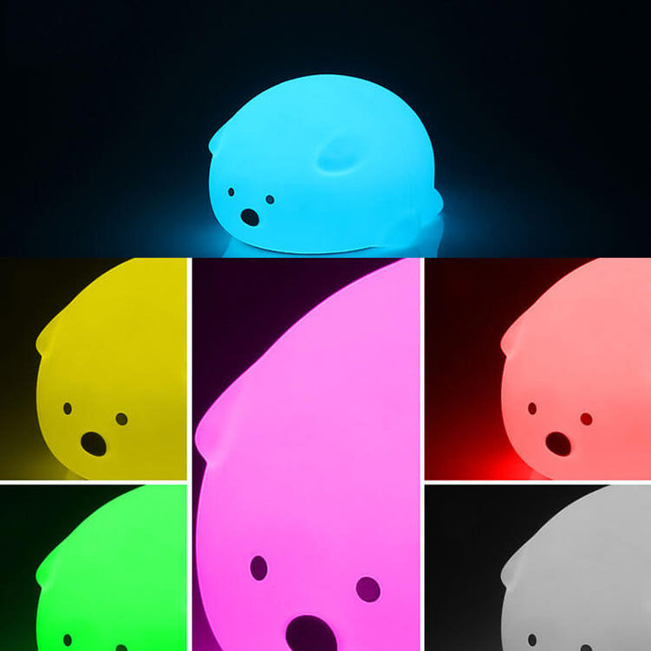 Contemporary Creative Round Silicone LED Kids Cartoon Bear Night Light Table Lamp For Bedroom