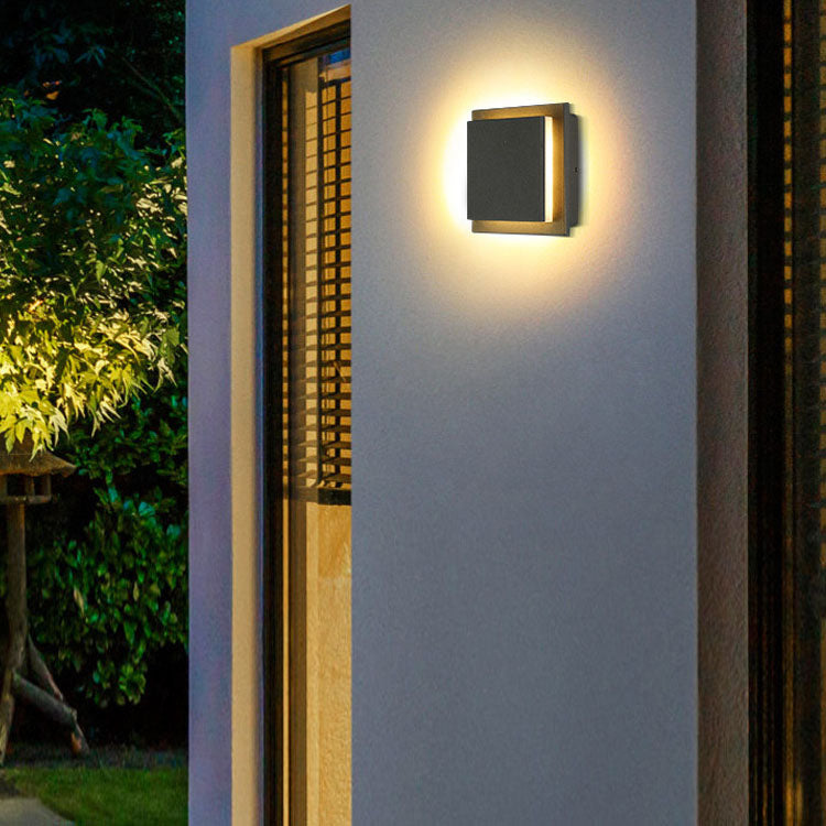 Moderne, minimalistische, wasserdichte, quadratische, flache, geometrische LED-Wandleuchte 