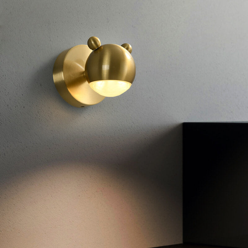 Modern Creative Bear LED Brass Acrylic LED Vanity Wall Sconce Lamp