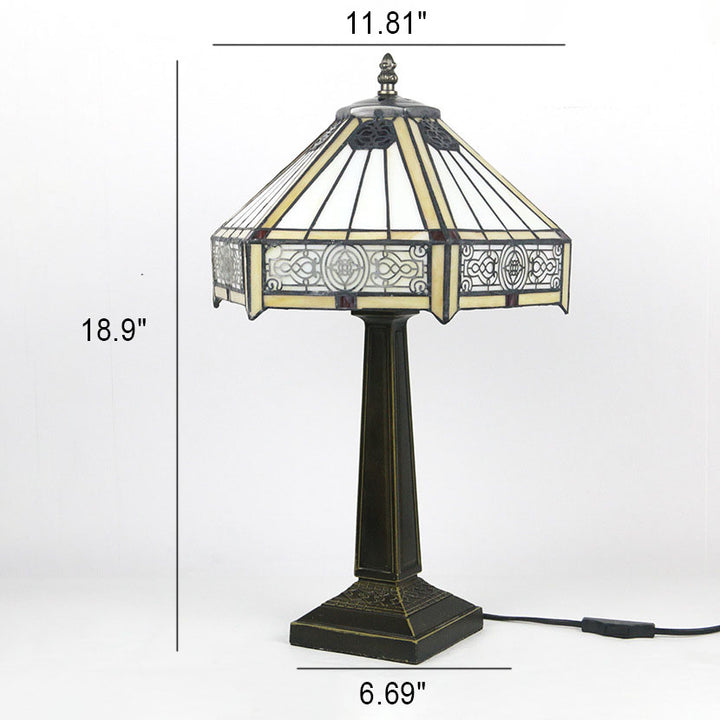 Lampe de Table Vintage Européenne Tiffany en Alliage et Verre à 1 Lumière 