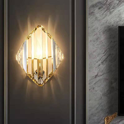 Modern Light Luxury Crystal Triangle Geometry 1/2/3 Light Wall Sconce Lamp