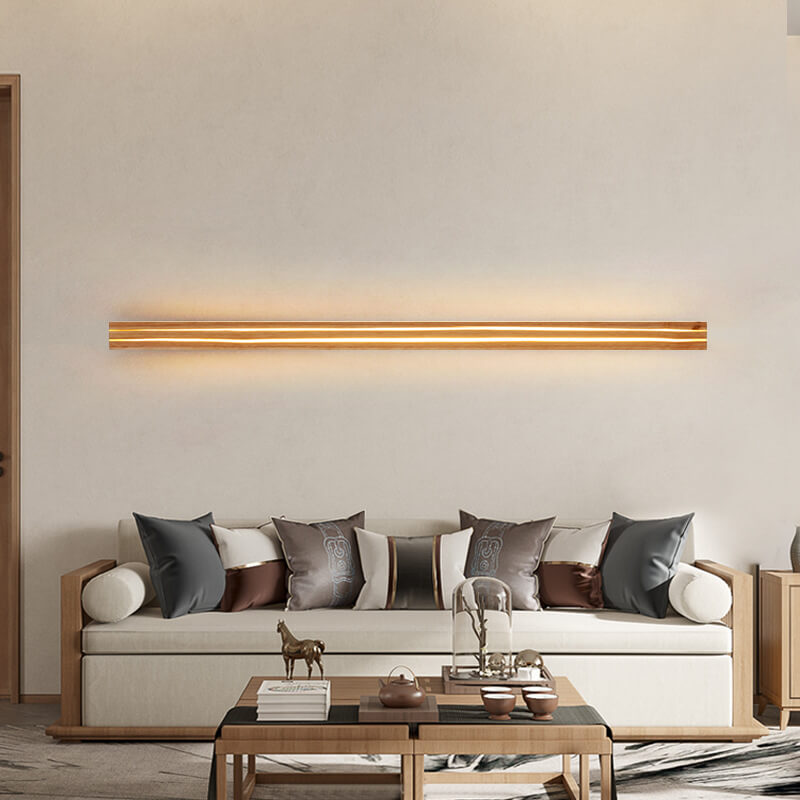 Japanese Wabi-sabi Modern Linear Wood LED Wall Sconce Lamp