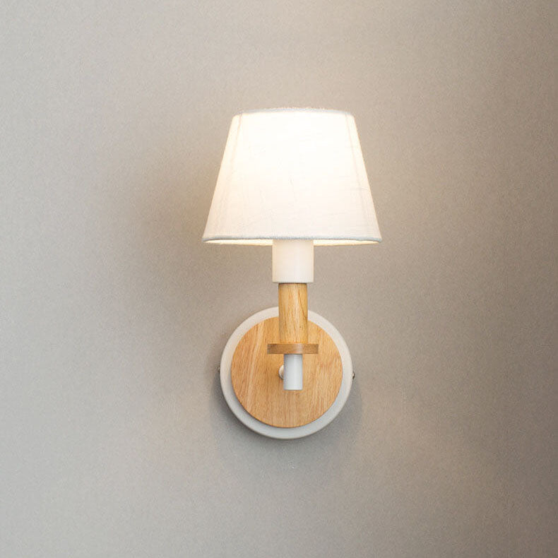 Modern Nordic Wooden Tubular 1-Light Wall Sconce Lamp
