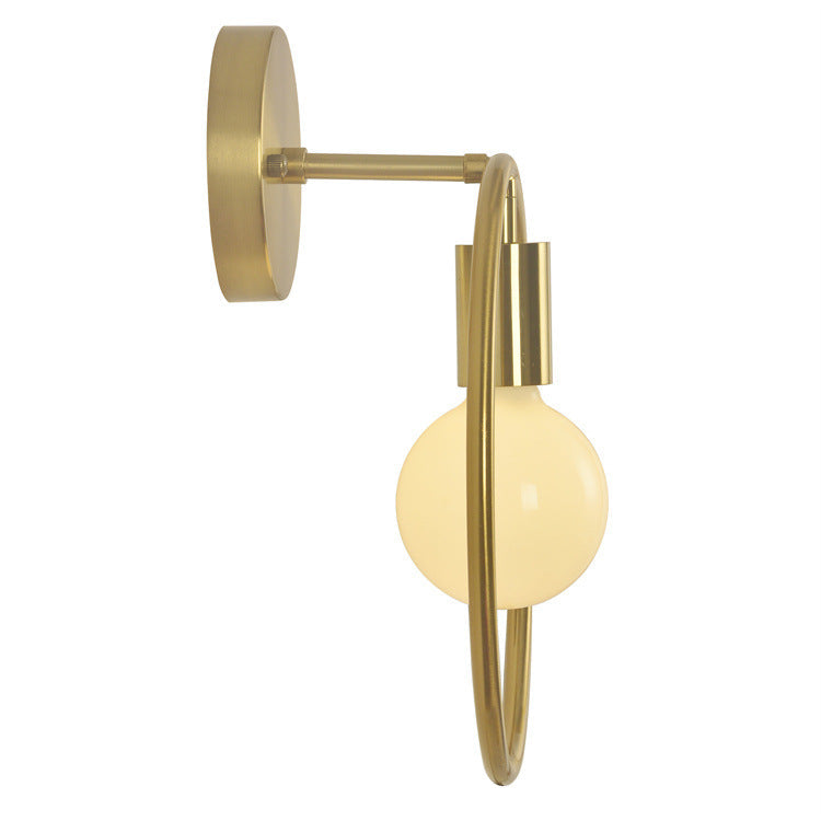 Aplique de pared contemporáneo nórdico redondo de hierro de 1 luz para sala de estar 