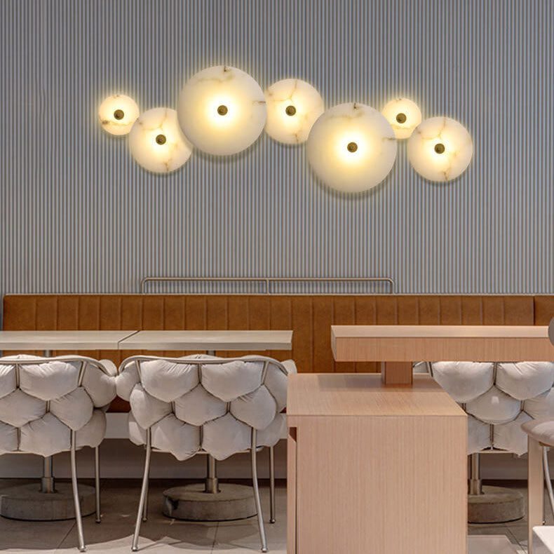 Modern Luxury Round Marble Iron LED Wall Sconce Lamp