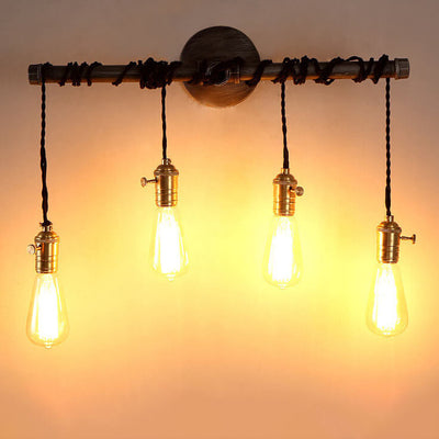 Industrial Vintage Water Pipes Strip Hanging  1/4 Light Wall Sconce Lamp
