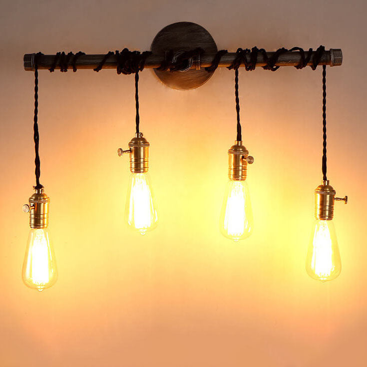 Industrial Vintage Water Pipes Strip Hanging  1/4 Light Wall Sconce Lamp