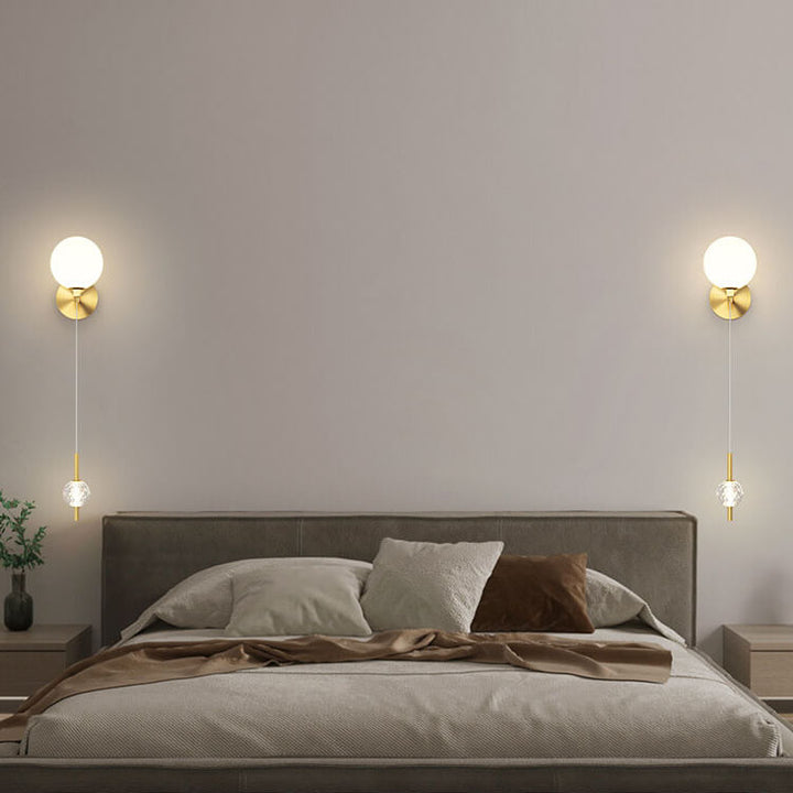 Modern Minimalist Copper Crystal 1-Light Wall Sconce Lamp