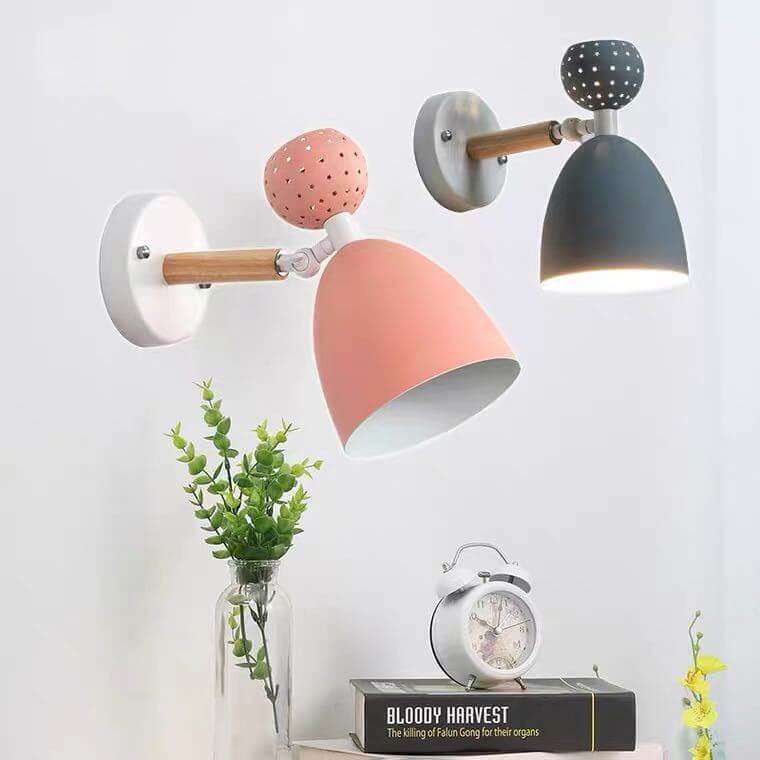 Moderne Kreative Macaron Einfarbige Eisenholz 1-Licht Wandleuchte 