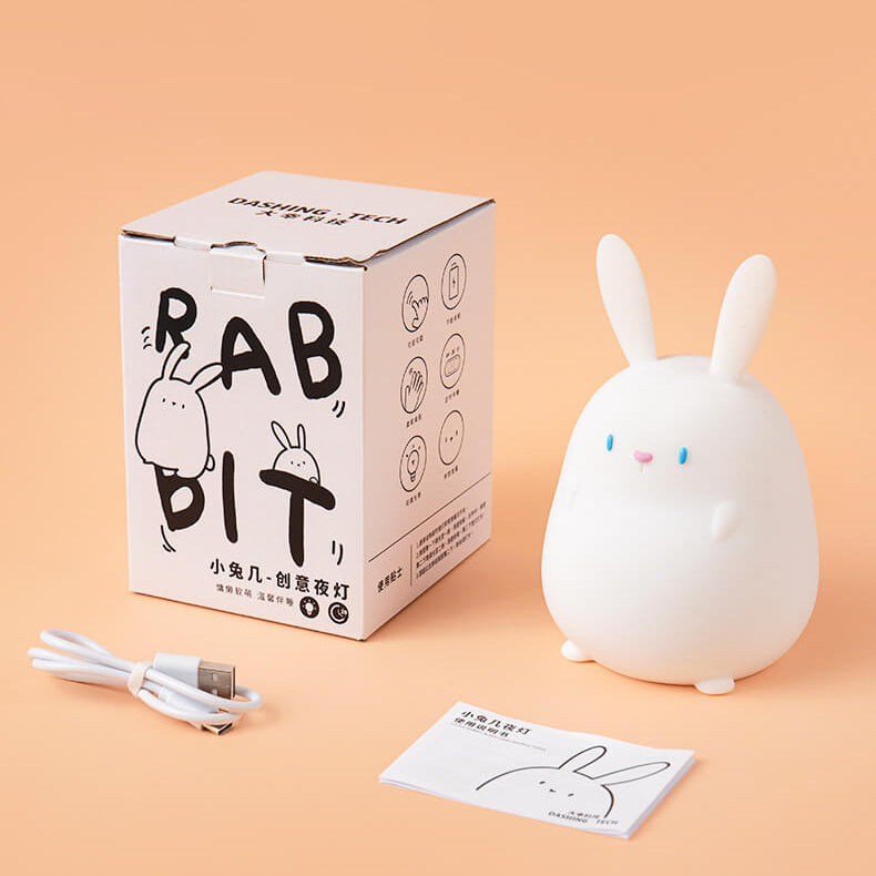 Lampe de bureau LED avec veilleuse USB tactile en silicone en forme de petit lapin 