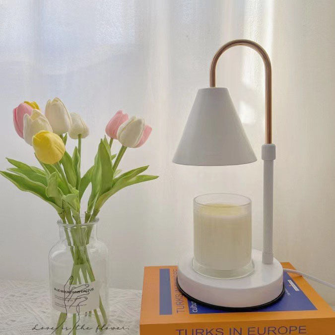 Moderne nordische Tischlampe aus Eisen in Kegelform mit Höhenverstellung, 1-flammig, zum Schmelzen von Duftwachs, für das Schlafzimmer 