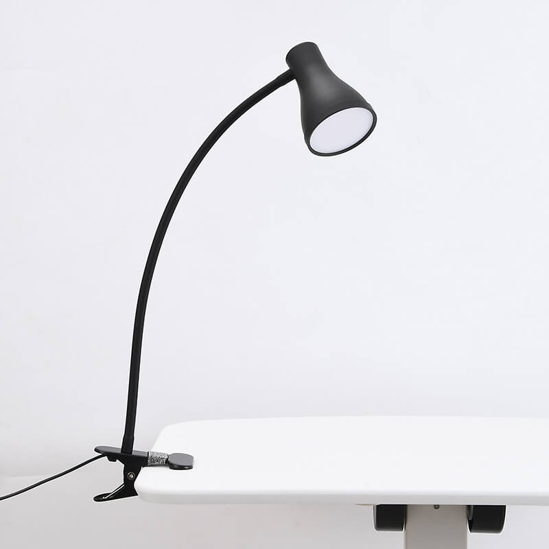 Lámpara de mesa LED de estudio con protección ocular USB negra moderna con clip 