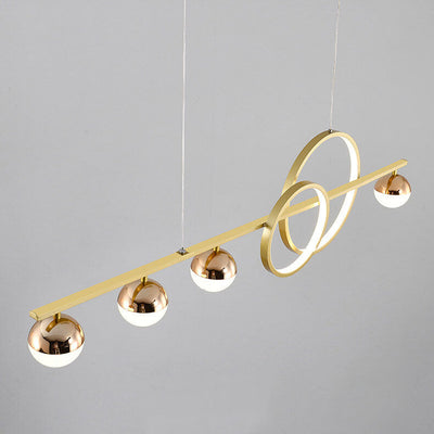 Modern Luxury Long Strip Round Globe Design LED Island Light Chandelier