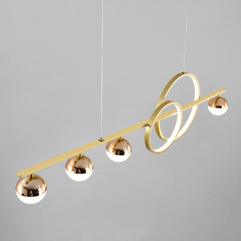 Modern Luxury Long Strip Round Globe Design LED Island Light Chandelier