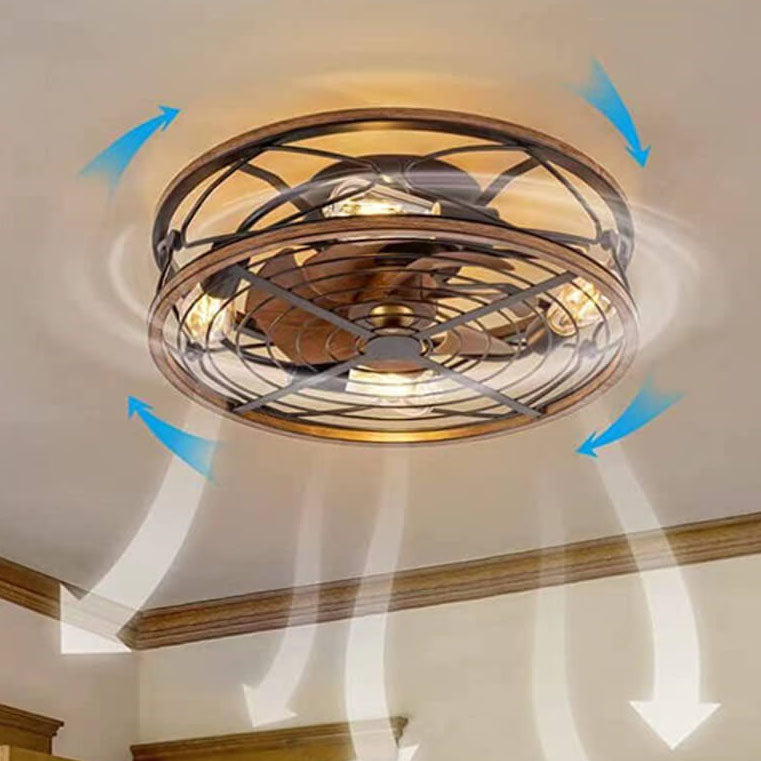 Nordische Industrielle Schmiedeeisen Zylinder 4-Licht Deckenleuchte mit unsichtbarem Ventilator 