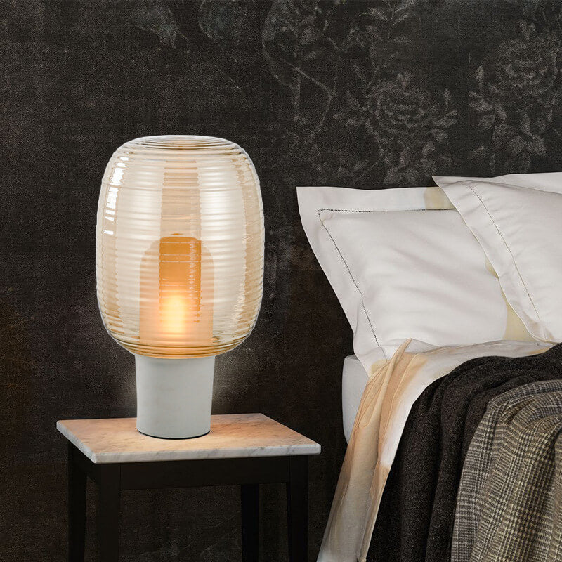 Lampe de table moderne minimaliste à rayures ovales en verre à 1 lumière 