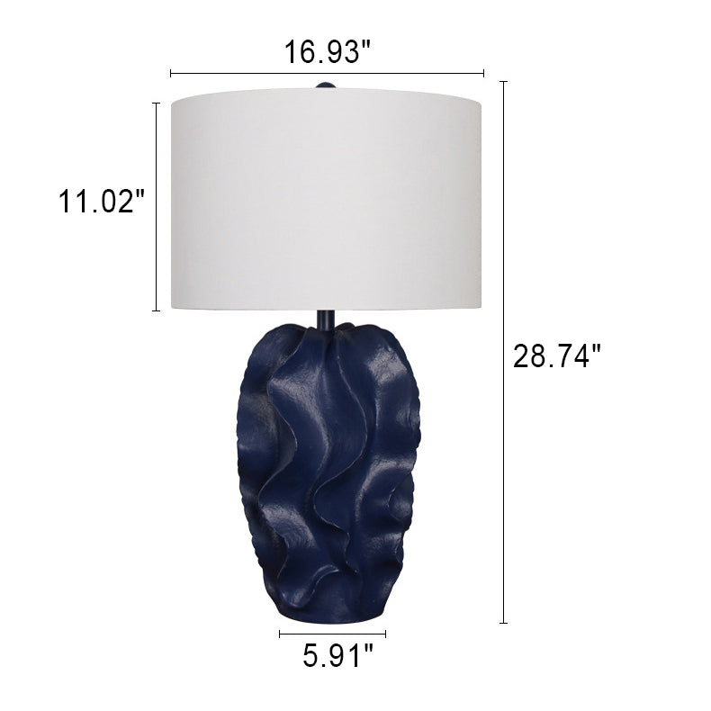 Modern Light Luxury Fabric Blue Color Painting Resin 1-Light Table Lamp