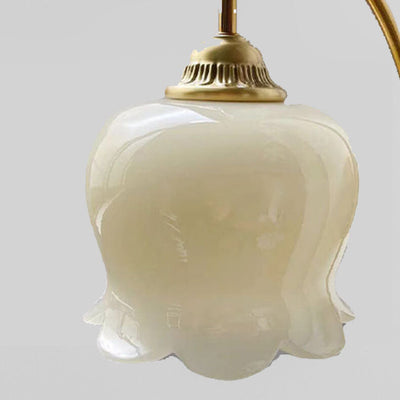 Vintage Cream Petal Resin Copper Iron 1-Light Wall Sconce Lamp