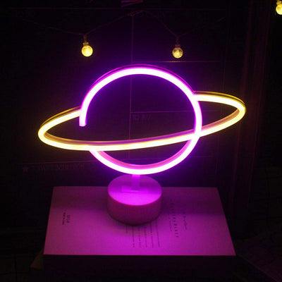 Modern Creative Planet Neon Plastic LED Night Light Table Lamp