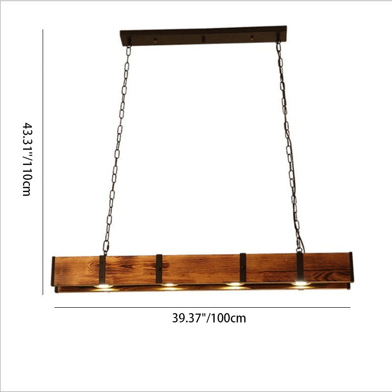 Lámpara de Araña de Isla LED de Madera Maciza Vintage Tradicional para Comedor 