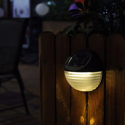 Solar Half Round 6 LED Outdoor Patio Fence Wall Sconce Lamp