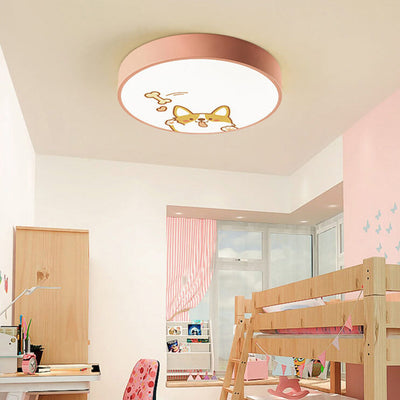 Cartoon Creative Colorful Round Children LED Flush Mount Ceiling Light