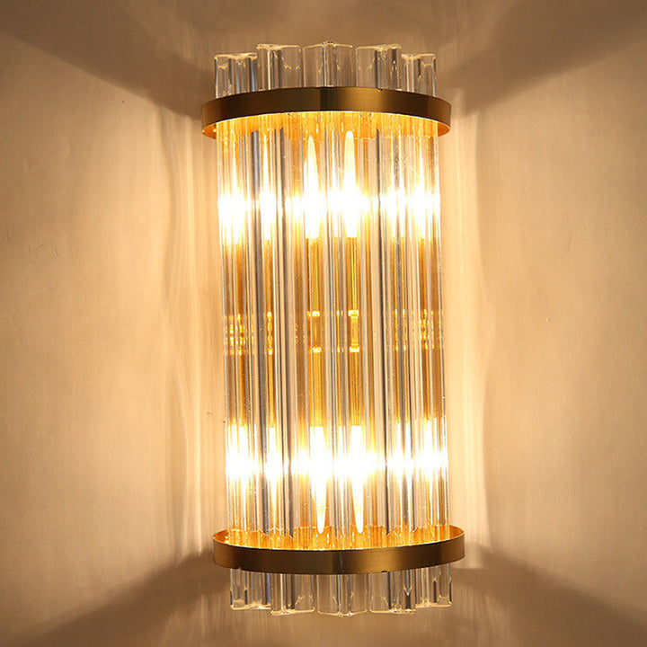 Lámpara de Aplique de Pared de 2 Luces con Columna Plateada de Cristal de Lujo Nórdico 