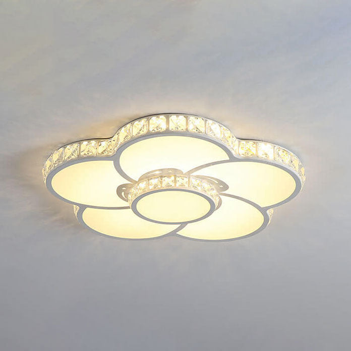 Modern Light Luxury Flowers Crystal LED Flush Mount Ceiling Light