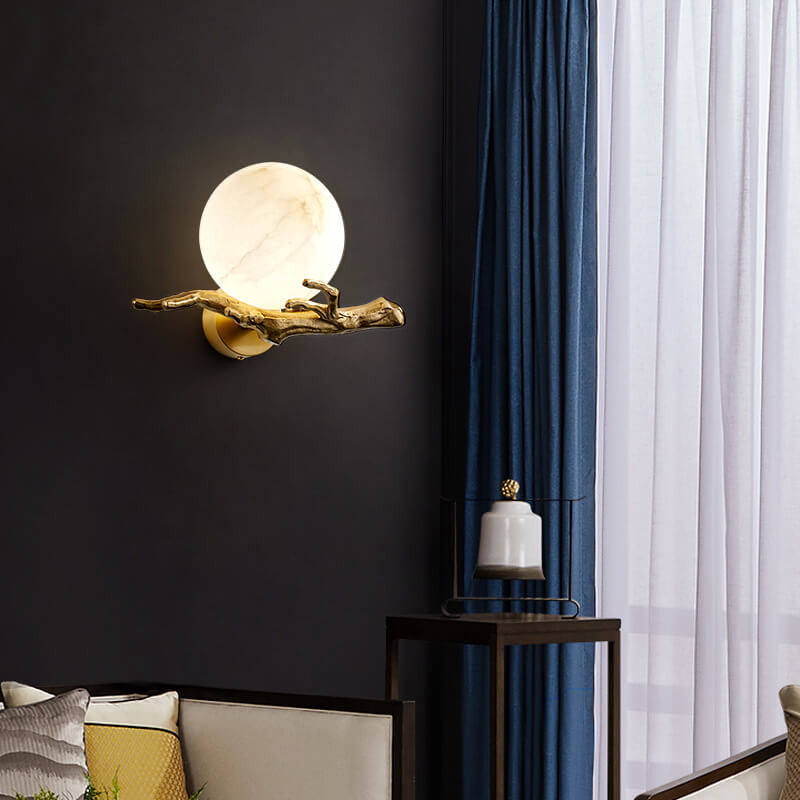 Creative Luxury Brass Lucite Tree Branch 1-Light Wall Sconce Lamp