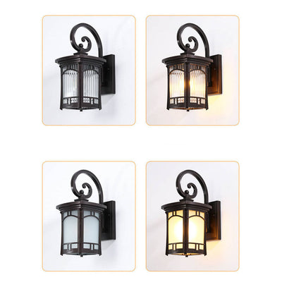 Modern Square Aluminum Glass Carved 1-Light Outdoor Waterproof Wall Sconce Lamp