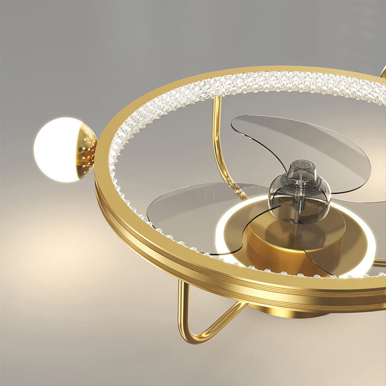 Modern Light Luxury Circle Full Star Design LED Flush Mount Ceiling Fan Light