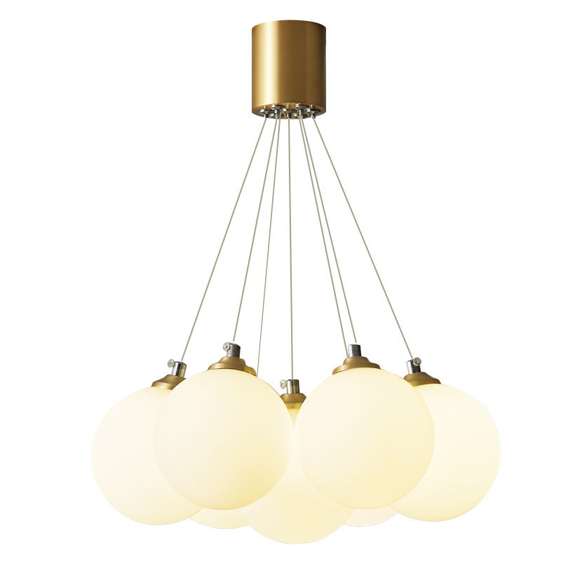 Nordic Light Luxury Round Ball Kupferglas 4/5/7-Licht-Kronleuchter 