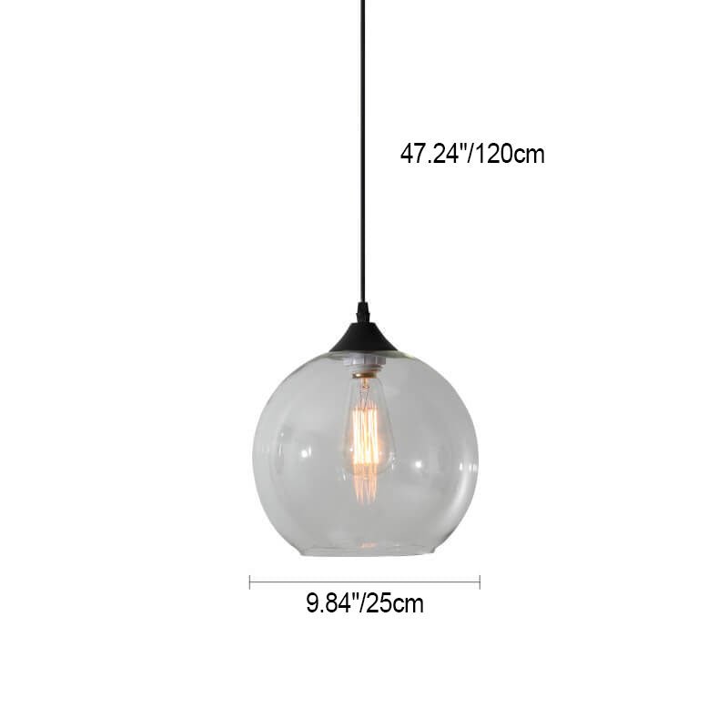 Lustre Suspendu Minimaliste Nordique en Verre Rond Teinté à 1 Lumière 