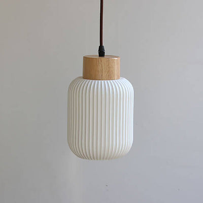 Suspension japonaise à 1 lumière en céramique blanche nordique en forme de cylindre 