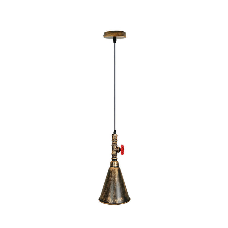 Vintage Industrial Iron Cone Water Pipe 1-Light Pendant Light