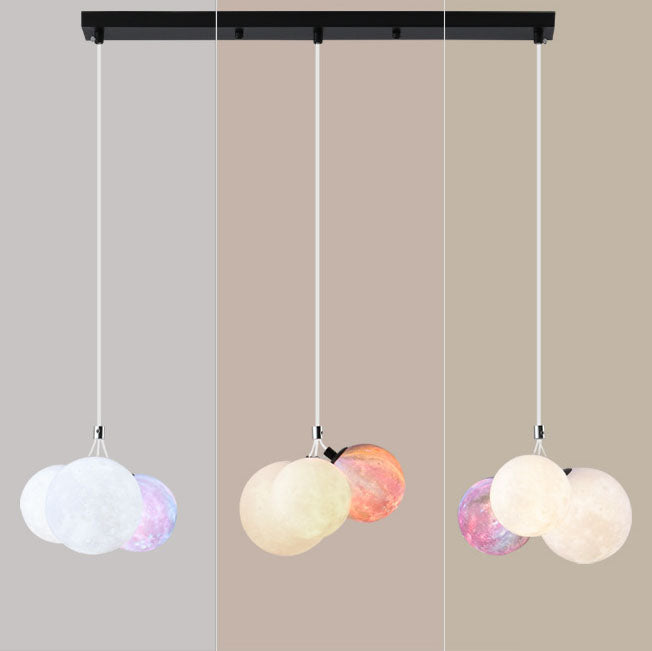 Lustre à 9 lumières en fer créatif moderne en forme de lune 