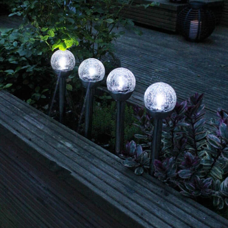 Modern Stainless Steel Glass Solar Outdoor Lawn LED Garden Ground Insert Landscape Light