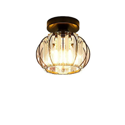 Modern Simple Round Crystal Iron 1-Light Semi-Flush Mount Ceiling Light