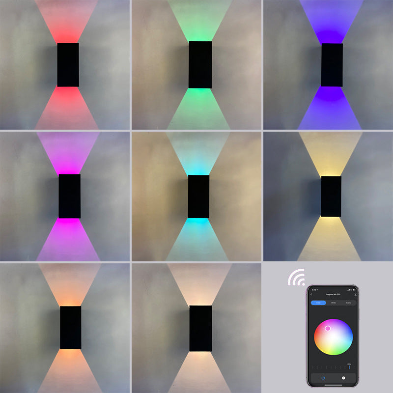 Moderne minimalistische wasserdichte quadratische LED-Wandleuchte aus Aluminium mit APP-Dimmung für den Außenbereich 