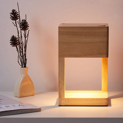 Moderne Log Square Geometry 2-Licht-Tischlampe aus schmelzendem Wachs