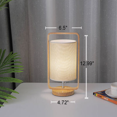 Modern Minimalist Wood Cloth Portable LED Night Light Table Lamp