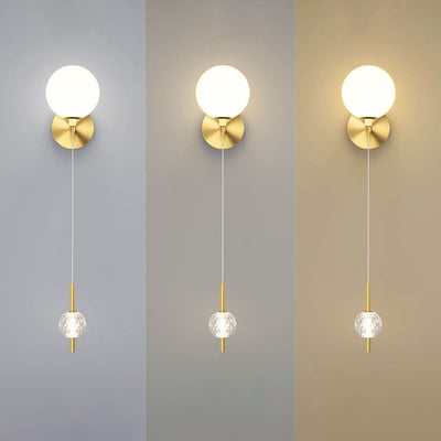 Modern Minimalist Copper Crystal 1-Light Wall Sconce Lamp