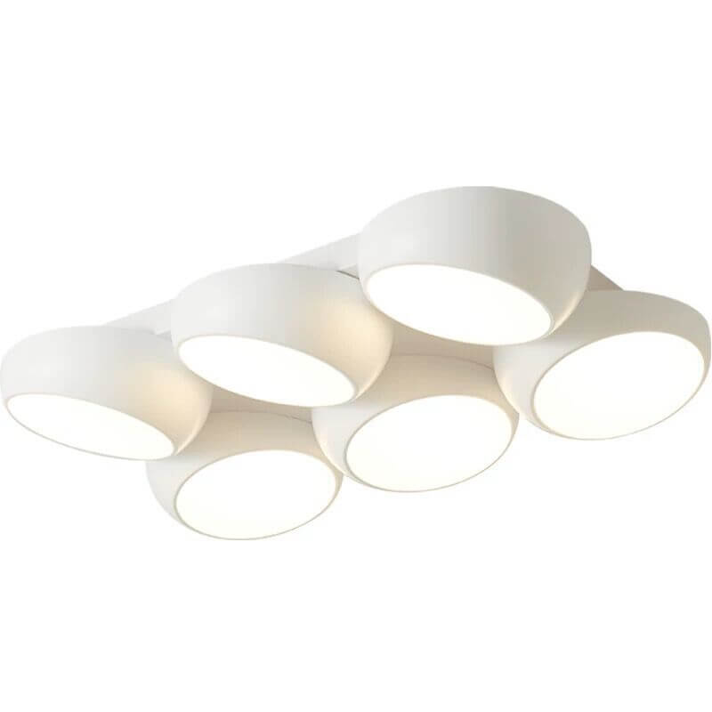 Scandinavian Modern Minimalist Iron Plastic Round LED Semi-Flush Mount Ceiling Light