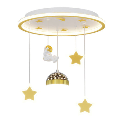 Contemporary Creative Starry Night Acrylic Round Shade LED Kids Flush Mount Ceiling Light For Bedroom