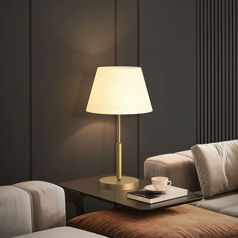 Modern Minimalist Light Luxury All Brass Fabric 1-Light Table Lamp