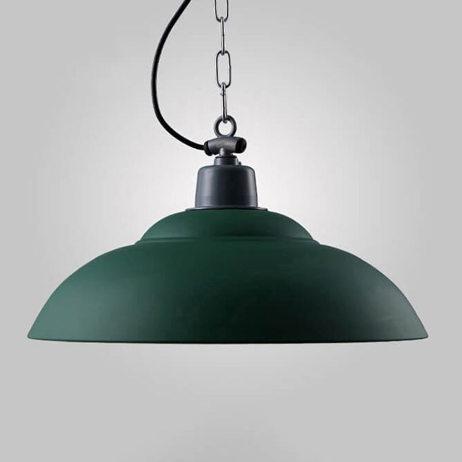 Lampe suspendue à 1 lumière en forme de dôme vert militaire industriel rétro 
