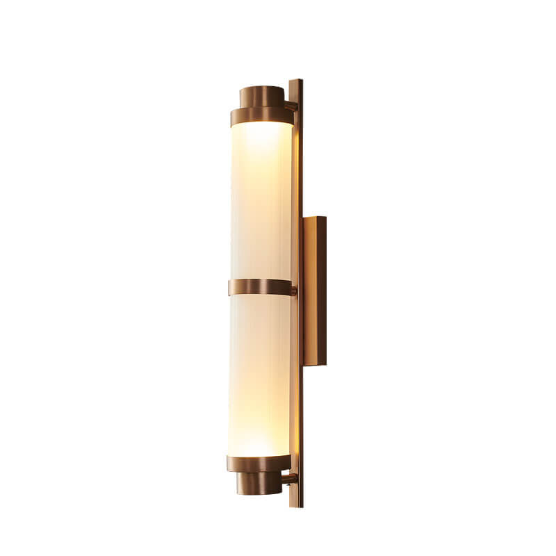 Modern Luxury Cylindrical Glass Stainless Steel Rose Gold LED Wall Sconce Lamp for Living Room Bedroom