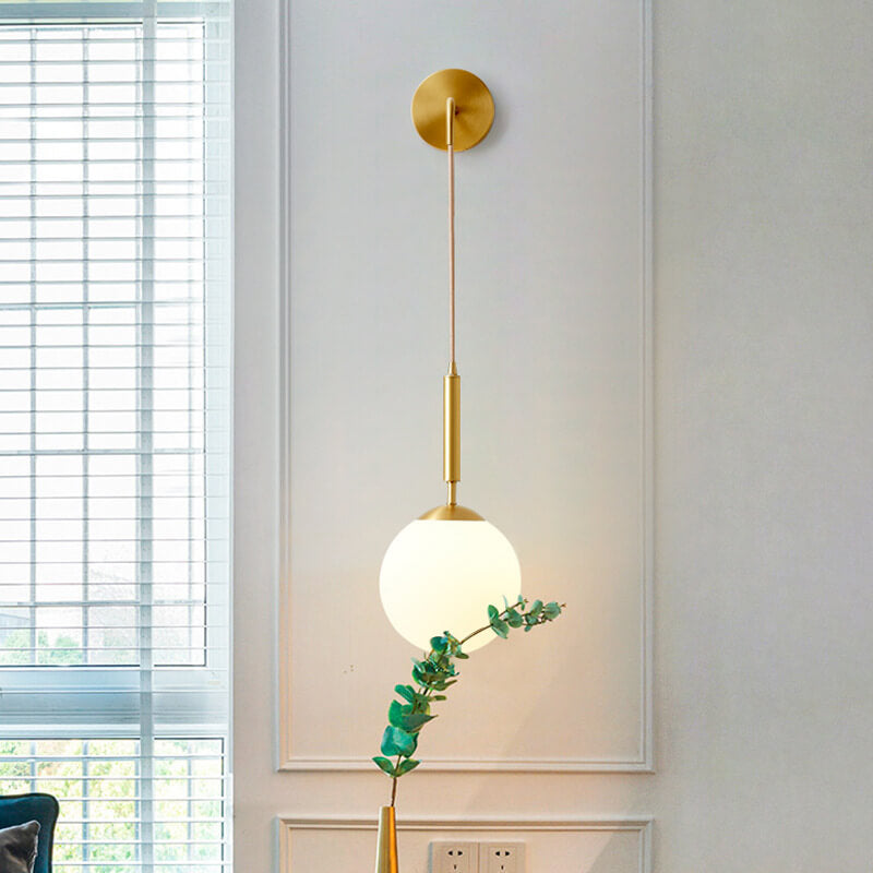 Nordischer minimalistischer runder Ball Kupfer Glas 1-Licht Wandleuchte 