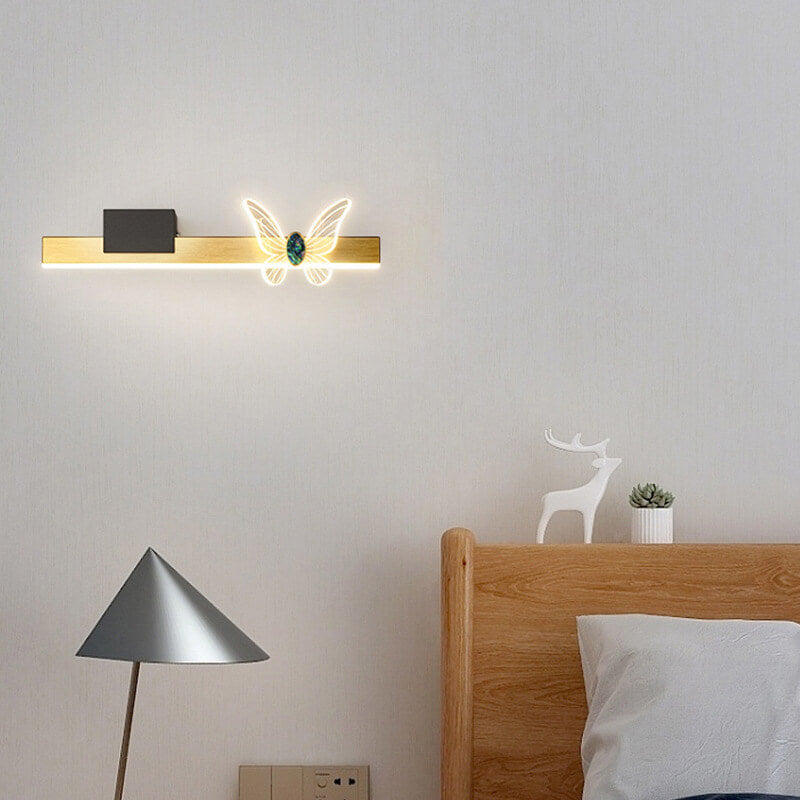 Modern Creative Long Strip Butterfly Decoration LED Wall Sconce Lamp