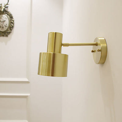 Nordic Minimalist Golden Metal Column 1-Light Wall Sconce Lamp